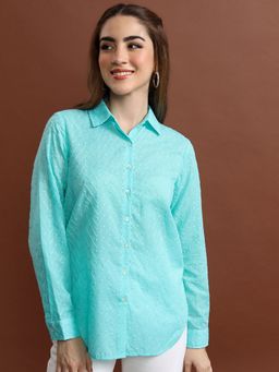 VISHUDH - Embroidered Spread Collar Casual Shirt