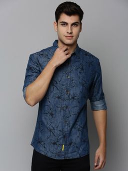 SHOWOFF - Mens Spread Collar Blue Printed Shirt