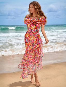 Addery - Off Shoulder Blossom Swimwear (Set of 2)