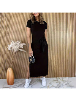 Oh Rare - Women Black Slit Maxi Dress