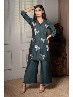 Urban Sundari - Coco Green Aura Embroidered Kurta and Pant