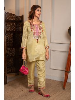 Urban Sundari - Festive Green Golden Kurta and Pant