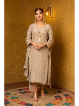 Urban Sundari - Beige Timeless Kurta and Pant with Dupatta