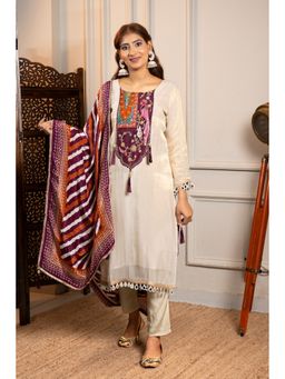 Urban Sundari - Cream Festive Flow Kurta and Pant with Dupatta