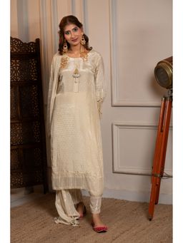 Urban Sundari - Cream Cotton Kurta and Pant with Dupatta