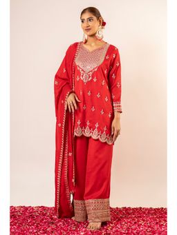 Urban Sundari - Red Radiance Kurta and Pant with Dupatta