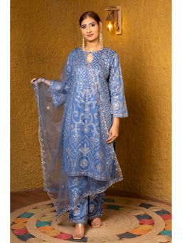 Urban Sundari - Bridal Aura Blue Kurta and Pant with Dupatta