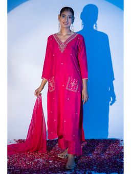 Urban Sundari - Festive Hot Pink Kurta and Pant with Dupatta