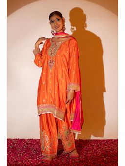 Urban Sundari - Orange Kesari Noor Farsi Kurta and Pant with Dupatta