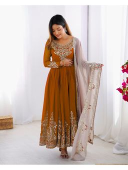 Wedani - Yellow Embroidered Anarkali Kurta and Pant with Dupatta