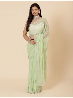 Vervee Couture - Women Green Georgette Evara Designer Wear Saree with Unstitched Blouse