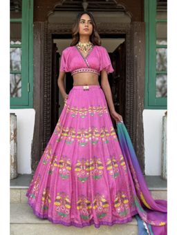 Basil Leaf - Fuschia Pink Lehenga with Blouse and Dupatta