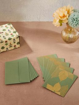 Fabindia - Green Varak Paper Gift Card (Pack Of 6)