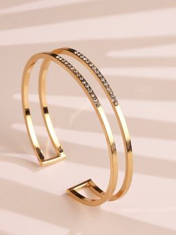 Lilly & Sparkle - Women Gold-Toned Gold-Plated Bangle-Style Crystal Studded Bracelet