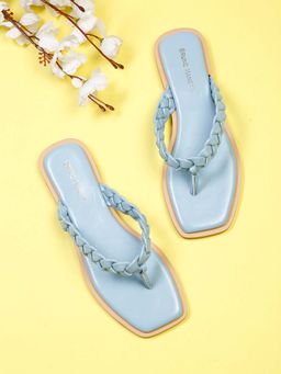 Bruno Manetti - Womens Blue Slip-On Back Open Braided Designs Flats