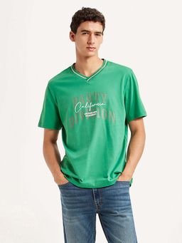 Levi's - Green Typography Regular Loose Fit T-Shirt