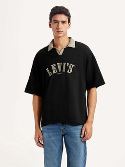 Levi's - Black Solid Regular Loose Fit Polo T-Shirt