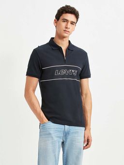 Levi's - Navy Blue Graphic Regular Slim Fit Polo T-Shirt