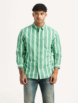 Levi's - Green Stripes Regular Slim Fit Shirt