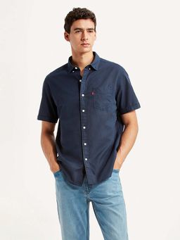 Levi's - Navy Blue Solid Regular Slim Fit Shirt