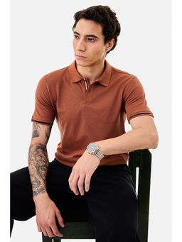Snitch - Brown Solid Regular Fit Polo T-Shirt