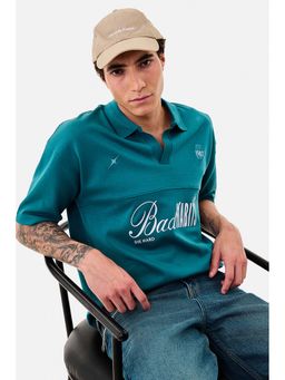 Snitch - Green Graphic Regular Oversized Fit Polo T-Shirt