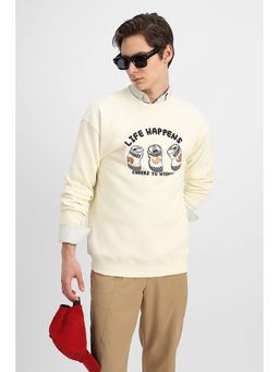 Snitch - Off White Typography Regular Oversized Fit Sweatshirt