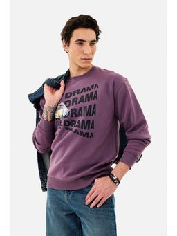 Snitch - Purple Typography Regular Oversized Fit Sweatshirt