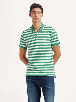 Levi's - Green Stripes Regular Slim Fit Polo T-Shirt