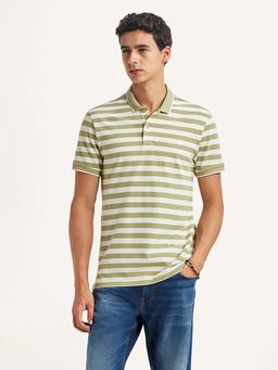 Levi's - Olive Stripes Regular Slim Fit Polo T-Shirt
