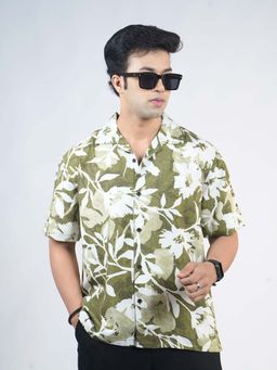 Eszett - Green Printed Regular Fit Shirt