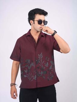 Eszett - Maroon Printed Regular Fit Shirt