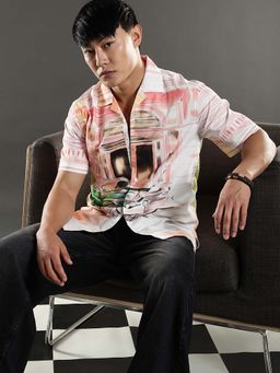 Eszett - White Printed Regular Fit Shirt