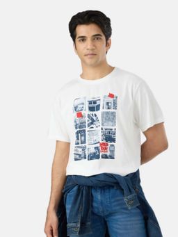 Pepe Jeans - White Graphic Regular Relaxed Fit T-Shirt