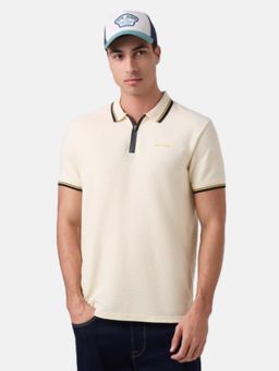 Pepe Jeans - Off White Solid Regular Fit Polo T-Shirt