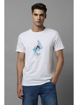 Allen Solly - Mens White Graphic Print Crew Neck T-Shirt