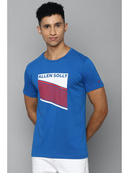 Allen Solly - Mens Blue Graphic Print Crew Neck T-Shirt