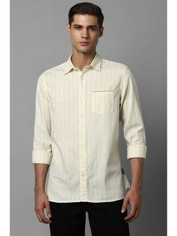 Allen Solly - Mens Cream Custom Fit Stripe Full Sleeves Casual Shirt