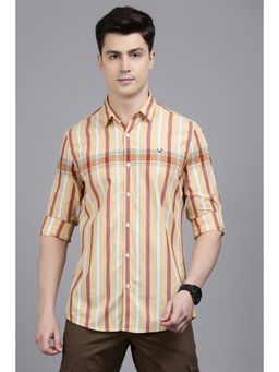 Allen Solly - Mens Beige Custom Fit Stripe Full Sleeves Casual Shirt
