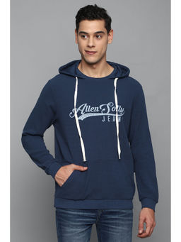 Allen Solly - Mens Navy Hooded Neck Full Sleeves Casual Sweatshirt