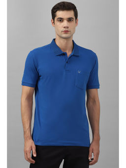 Allen Solly - Mens Blue Solid Collar Neck Polo T-Shirt