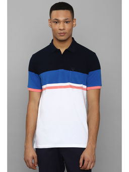 Allen Solly - Mens White Colorblock Collar Neck Polo T-Shirt