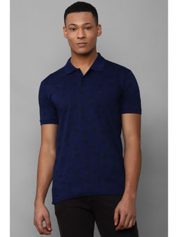 Allen Solly - Mens Navy Print Collar Neck Polo T-Shirt