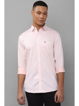 Allen Solly - Mens Pink Slim Fit Check Full Sleeves Casual Shirt