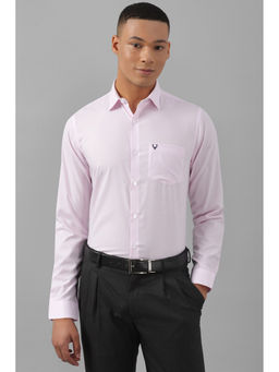 Allen Solly - Mens Pink Slim Fit Solid Full Sleeves Formal Shirt