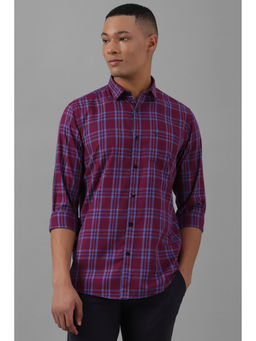 Allen Solly - Mens Maroon Slim Fit Check Full Sleeves Casual Shirt