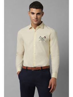 Allen Solly - Mens Yellow Slim Fit Graphic Print Full Sleeves Formal Shirt