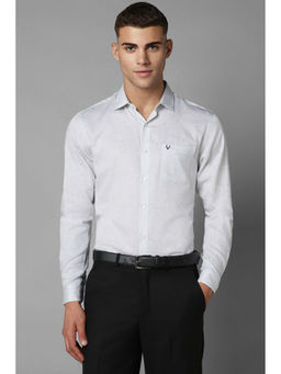Allen Solly - Mens White Slim Fit Print Full Sleeves Formal Shirt