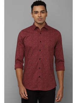 Allen Solly - Mens Maroon Slim Fit Print Full Sleeves Casual Shirt