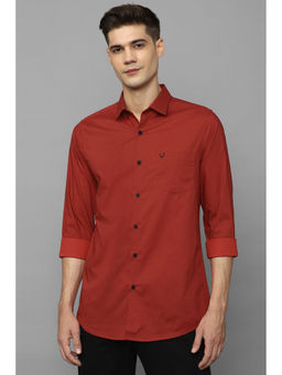 Allen Solly - Mens Red Slim Fit Printed Full Sleeves Casual Shirt